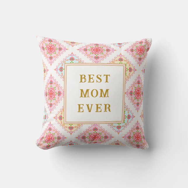 Sweet Pink floral Diamond Muster Kissen (Vorderseite)