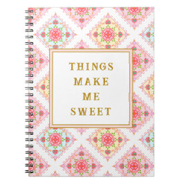 Sweet Pink floral Diamond Muster Notizblock