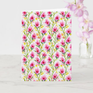 Sweet Pink Floral Pattern Greeting Karte
