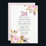 Sweet Pink Floral Script 30. Geburtstag Einladung<br><div class="desc">Sweet Pink Blumenschrift 30. Geburtstag Einladung Schöne Handgemalte Aquarell Blumenmuster Blumenmuster Blumengestalt Floral Bouquet,  rustikale Blüte Sehen Sie unser passendes Set über Design Höflichkeit von: https://www.etsy.com/shop/SmallHouseBigPony</div>