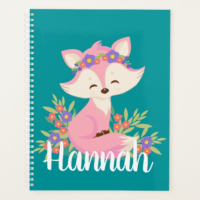 Sweet Pink Fox Personalisiert Planer (Vorderseite)