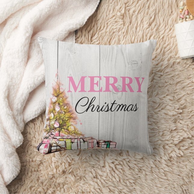 Sweet Pink Frohe Weihnachtsbaum & Presents Urlaub Kissen (Decke)