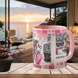 Sweet Pink Funny Cat Kaffeetasse