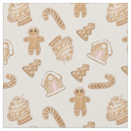 Sweet Pink Gingerbrot Weihnachten nahtloses Muster Stoff