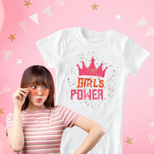 Sweet Pink Glitzer Crown Girls Power T-Shirt