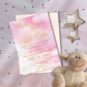 Sweet Pink & Gold Twinkle Little Star Baby Dusche Einladung