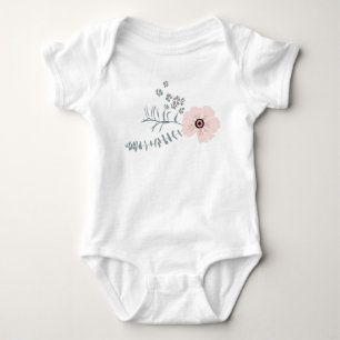 Sweet Pink Gray Floral Design Baby Strampler