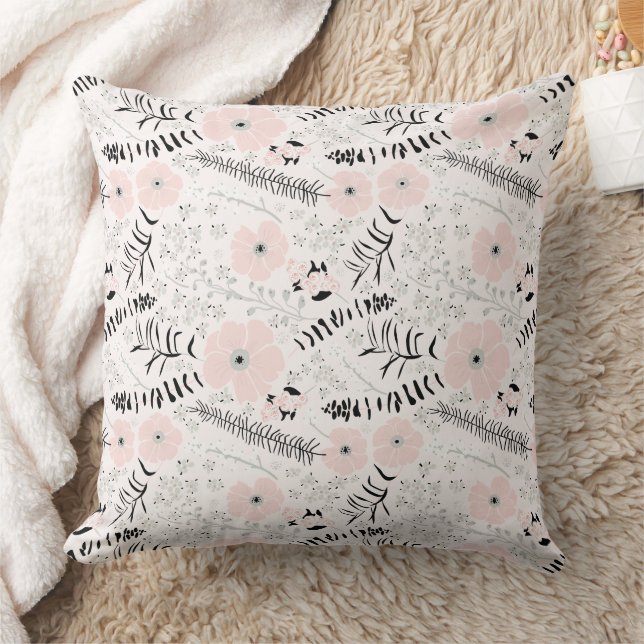 Sweet Pink Gray Floral Muster Kissen (Decke)