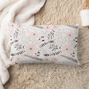 Sweet Pink Gray Floral Muster Lendenkissen