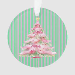 Sweet Pink Green Christmas Tree Personalisiert Ornament