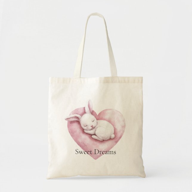Sweet Pink Heart Bunny Heart Pillow Tragetasche (Vorne)