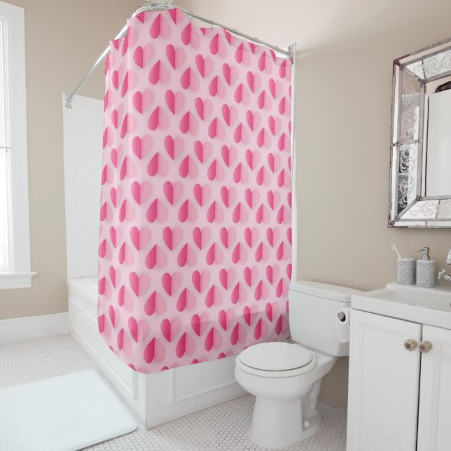 Sweet Pink Hearts Hot Pink Pattern Girly Duschvorhang (Beispiel)