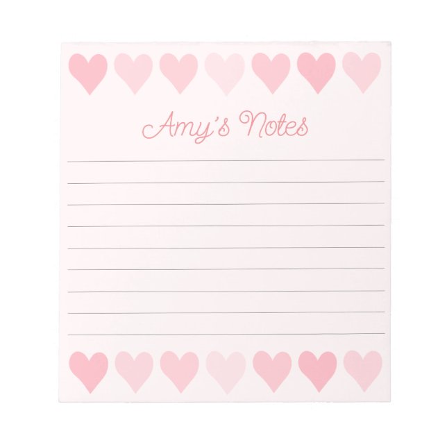 Sweet Pink Hearts Notepad Notizblock (Vorderseite)