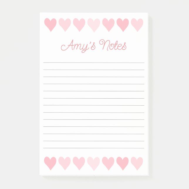 Sweet Pink Hearts Postit Notes Post-it Klebezettel (Vorderseite)