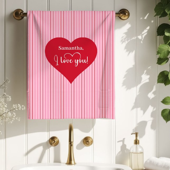 Sweet Pink Hearts Valentine Bath Towel Girlfriend Badhandtuch Set (Sweet Pink Hearts Valentine Bath Towel Girlfriend)