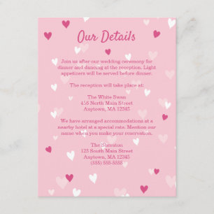 Sweet Pink Hearts Valentine Wedding Begleitkarte