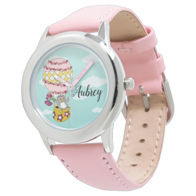 Sweet Pink Illustriert Boho Blume Princess Armbanduhr (Schrägansicht)