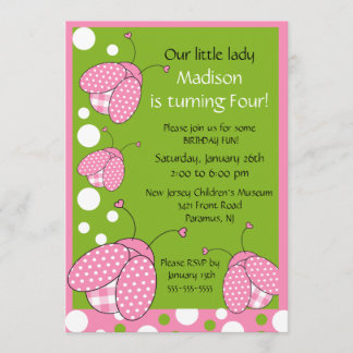 Sweet Pink Ladybug Zum Geburtstag Einladung