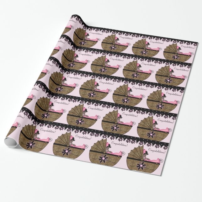 Sweet Pink Leopard Baby Dusche Geschenkpapier (Ungerollt)
