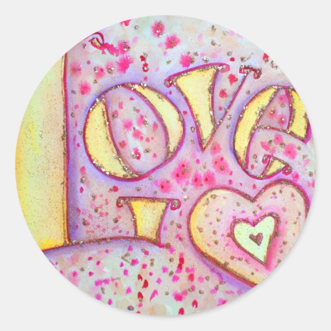 Sweet Pink Liebe Word Art Painting Sticker (Vorderseite)