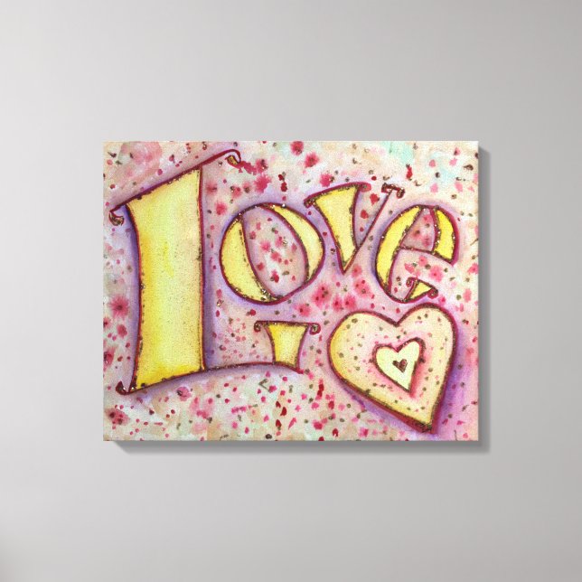 Sweet Pink Liebe Word Artwork Leinwand Malerei (Vorderseite)