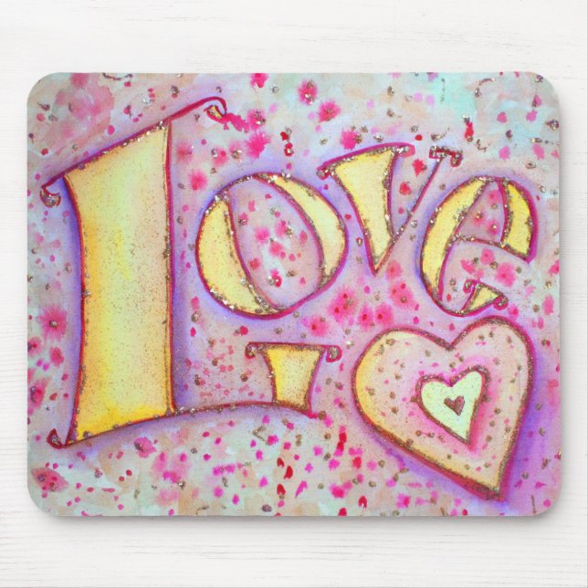 Sweet Pink Liebe Word Malerei Mousepad (Vorne)