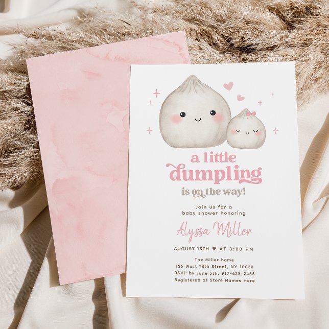Sweet Pink Little Dumpling Baby Dusche Einladung (Von Creator hochgeladen)