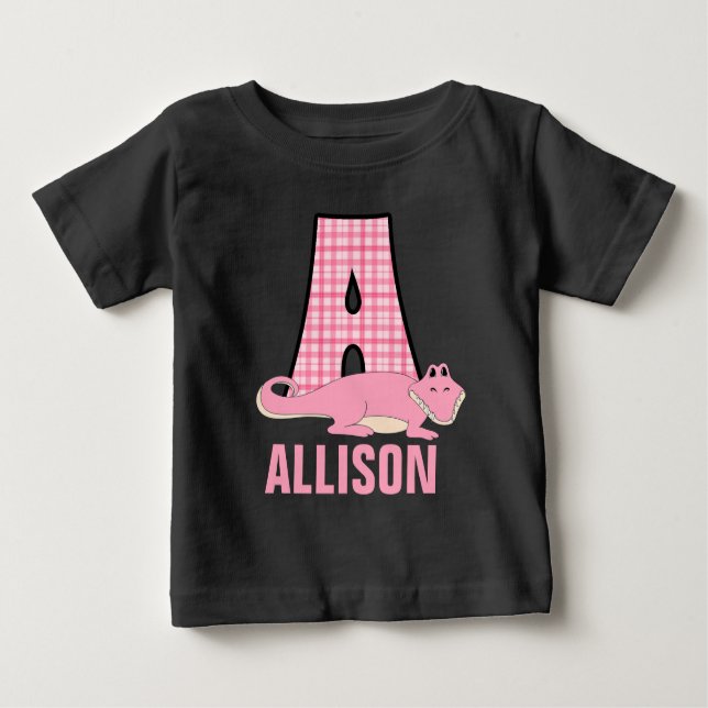 Sweet Pink Monogram A für Mädchen Baby T-shirt (Vorderseite)