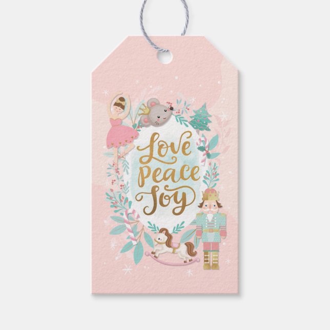 Sweet Pink Nutcracker Ballerina Geschenkmarke Geschenkanhänger (Vorderseite)