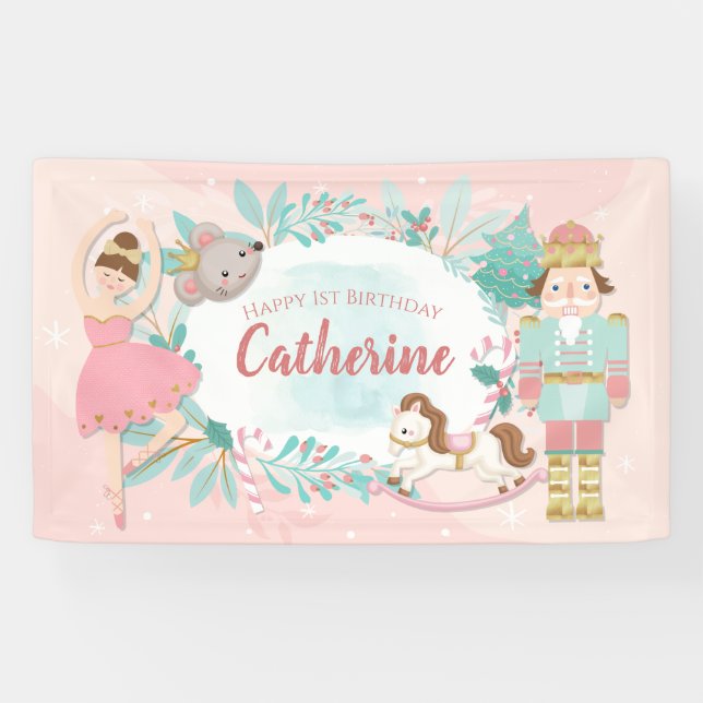 Sweet Pink Nutcracker Ballerina Signs & Banners Banner (Horizontal)