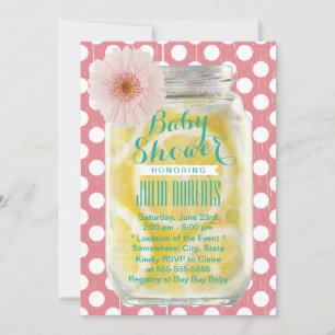 Sweet Pink Polka Dots Mason Jar Baby Dusche Einladung