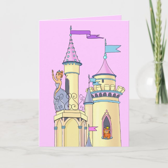 Sweet Pink Princess Castle - Grußkarte Karte (Vorderseite)