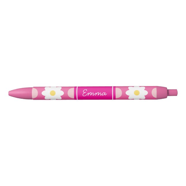 Sweet Pink Retro Floral Pattern Pen Kugelschreiber (Vorderseite)