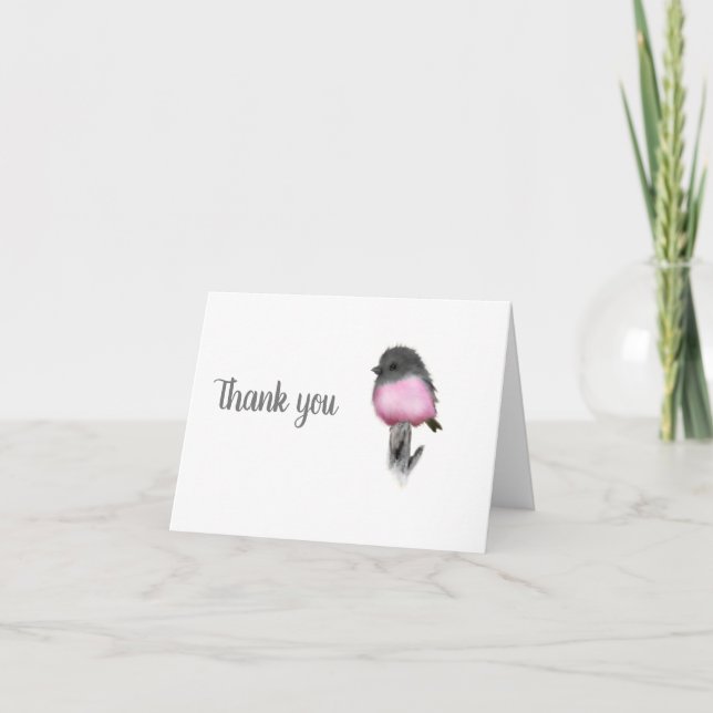 Sweet Pink Robin Bird Vielen Dank, dass Sie sich K Dankeskarte (Vorderseite)