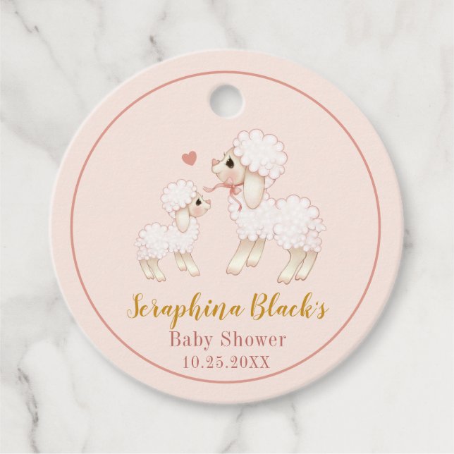 Sweet Pink Sheep Baby Dusche Vielen Dank Geschenkanhänger (Vorderseite)