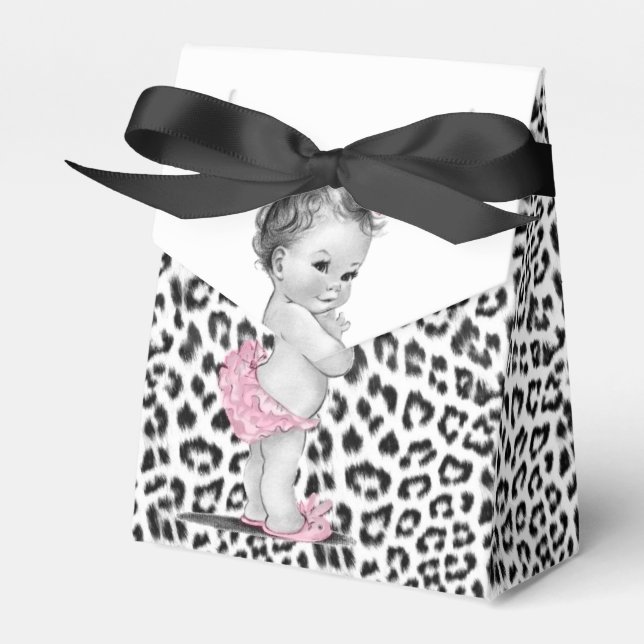 Sweet Pink Snow Leopard Baby Dusche Gefälligkeitsb Geschenkschachtel (Vorderseite)