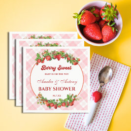 Sweet Pink Strawberry Baby Dusche Serviette
