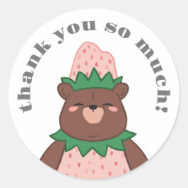 Sweet Pink Strawberry Bear Baby Dusche Vielen Dank Runder Aufkleber
