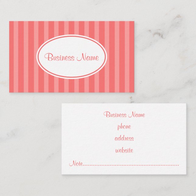 Sweet Pink Stripes Business Card Visitenkarte (Vorne/Hinten)