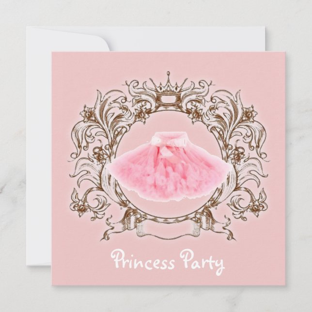 Sweet Pink Tutu Princess Birthday Party Einladung (Vorderseite)