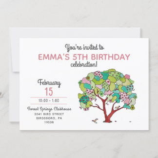 Sweet Pink Valentine Hearts Tree Girl's Birthday I Einladung