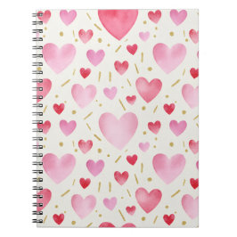 Sweet Pink Watercolor Hearts Notizblock