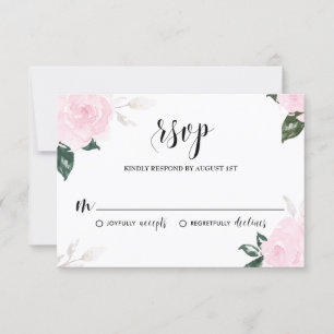 Sweet Pink Watercolor Rose Hochzeit RSVP Karte