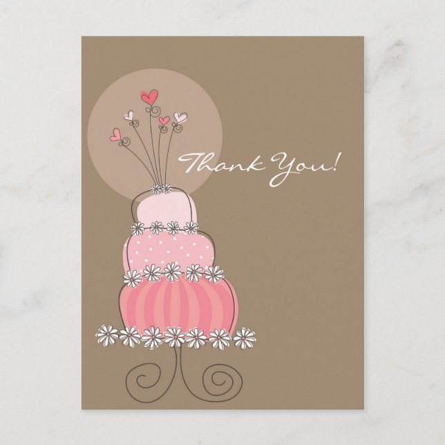 Sweet Pink Wedding Cake Danke Postcard Postkarte (Vorderseite)