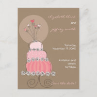 Sweet Pink Wedding Cake Whimsical Save the Date