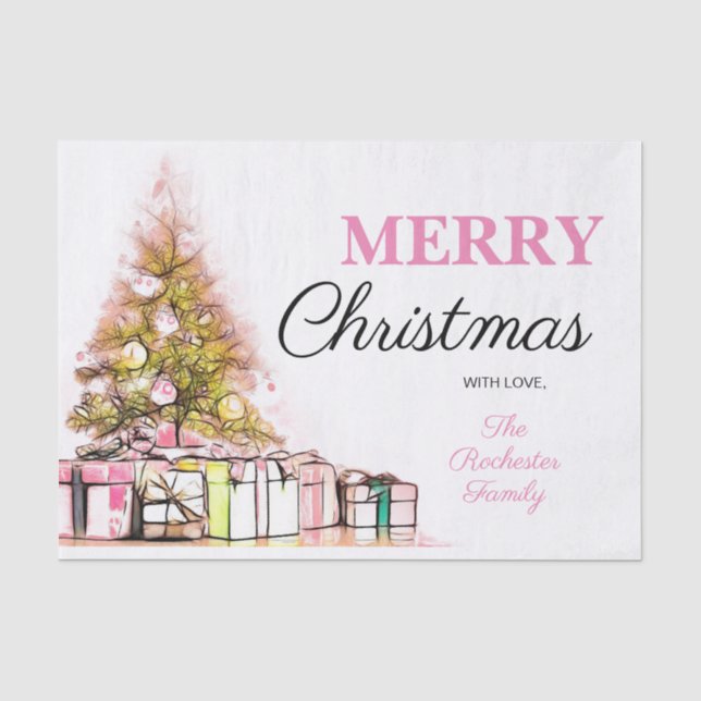 Sweet Pink Weihnachtsbaum & Presents Urlaub Seidenpapier (Vorderseite)