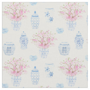 Sweet Pink White and Blue Ginger Jars Kinderzimmer Stoff