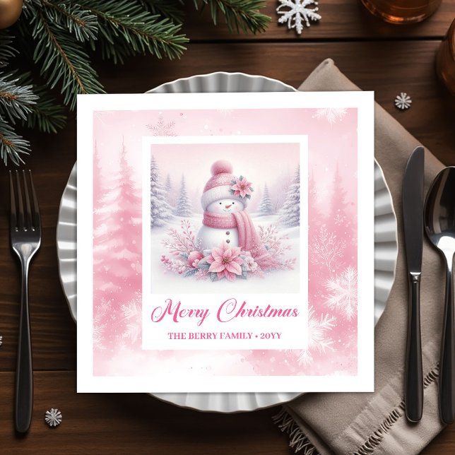 Sweet Pinkmas Cozy Winter Forest Kids Party Xmas Serviette (Sweet Pinkmas Cozy Winter Forest Kids Party Christmas Napkins

)