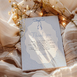 Sweet Pinstriped Blue Bow Graduation Dankeskarte
