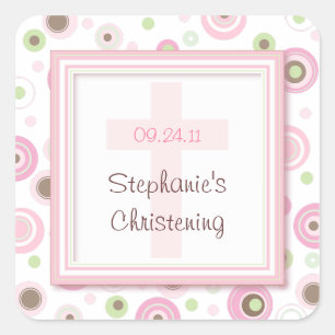 Sweet Polka Dot Cross Christening Taufen Sticker